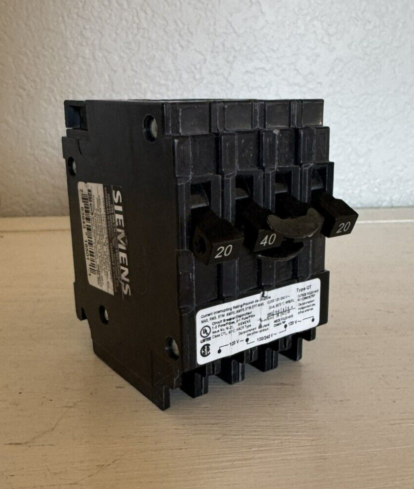 SIEMENS Q22040CT Circuit Breaker 20/40A Type QT CU/AL 120/240VAC