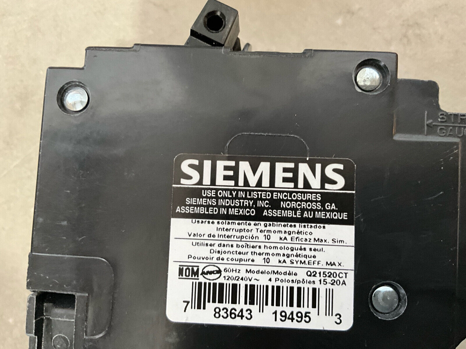 Siemens Q21520CT Circuit Breaker