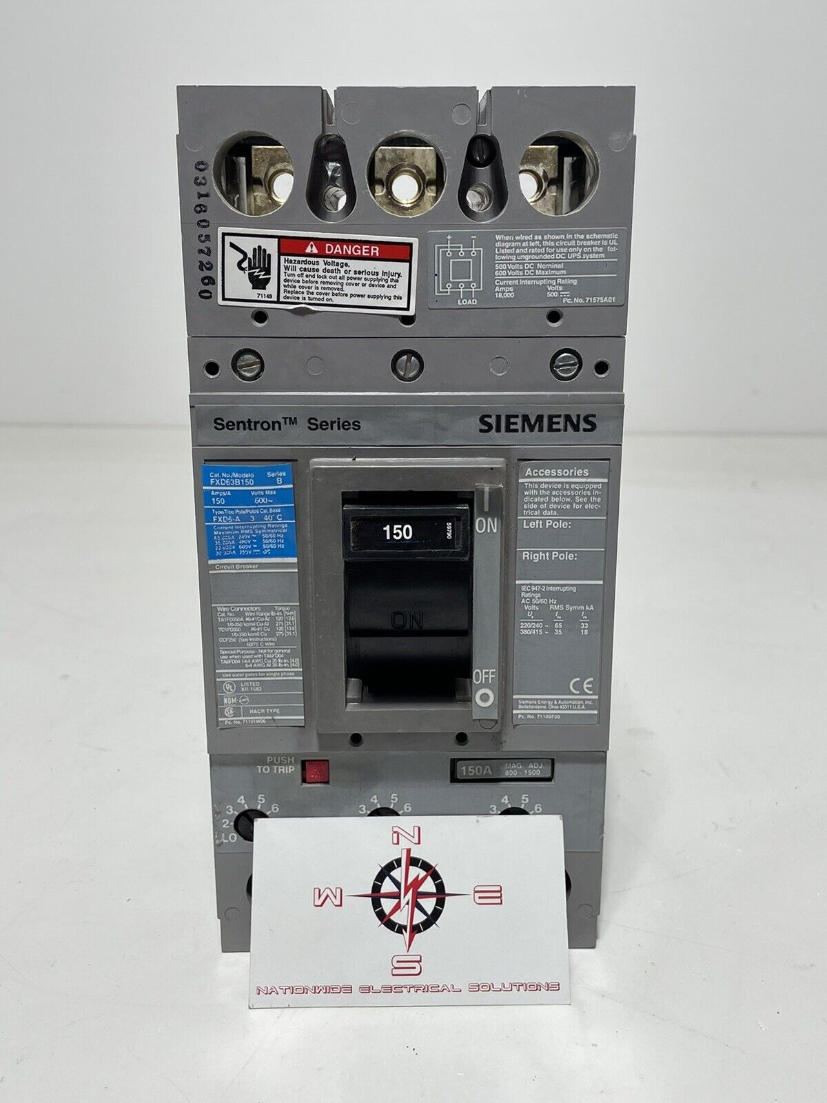 Siemens FXD63B150 Ser.B 150A 3P Circuit Breaker