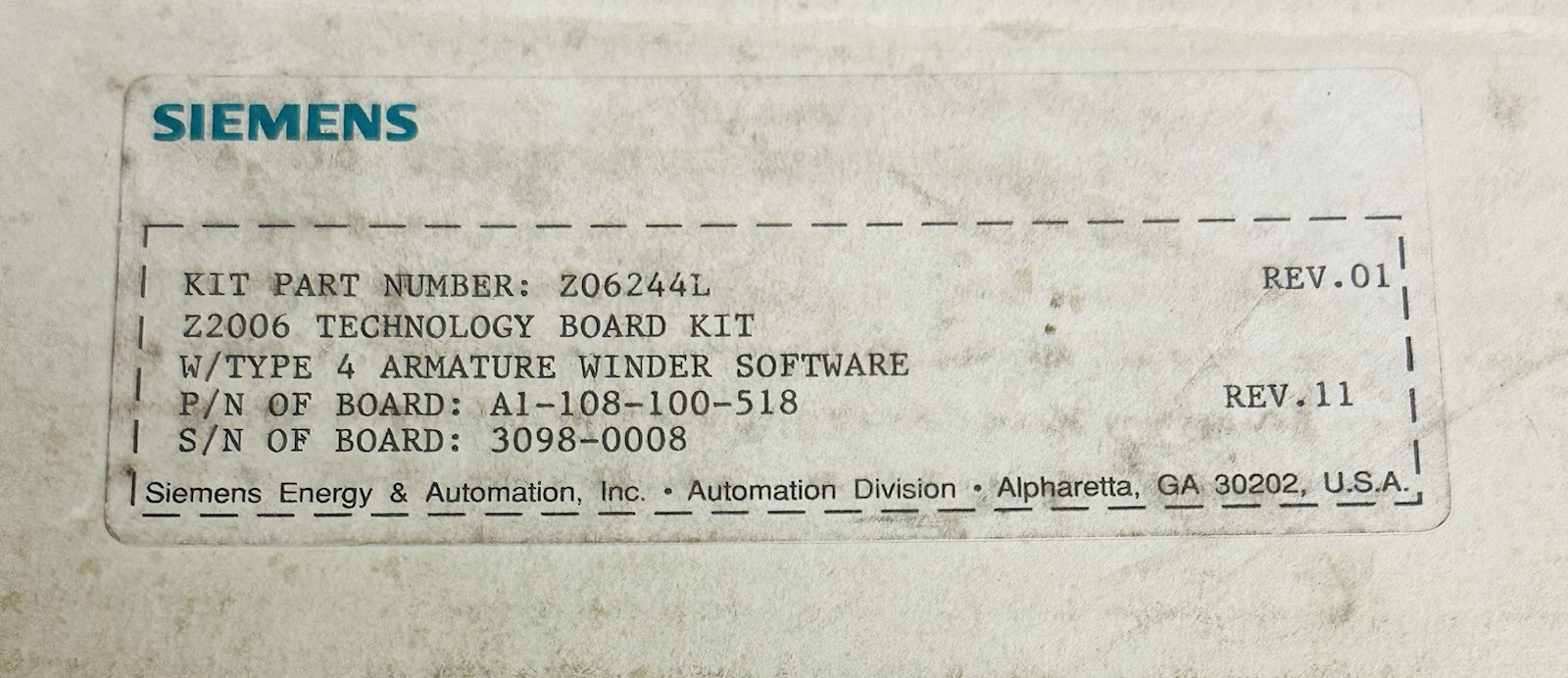Siemens A1-108-100-518 Rev. 11 Board