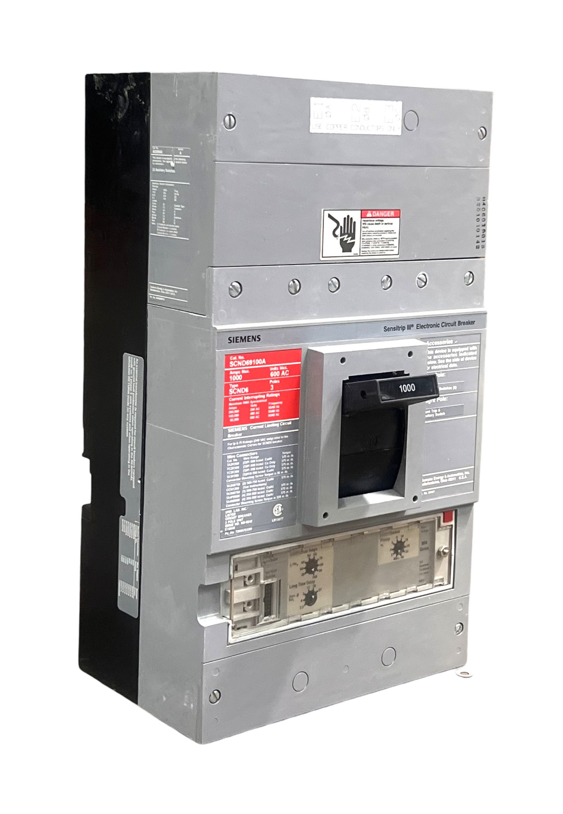 Siemens SCND69100A  Breakers 1000A 600V 3P 65kA@480V Bolt-On