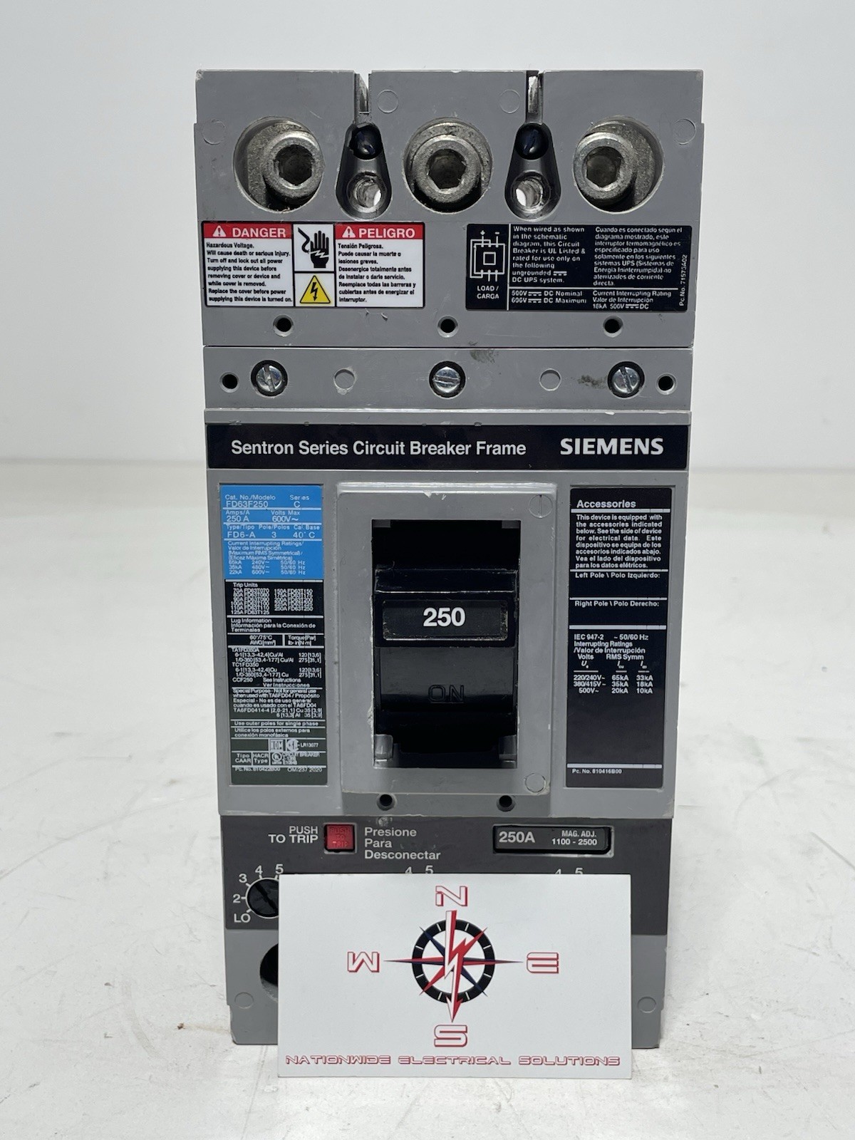 Siemens FD63F250 250A 3P Circuit Breaker