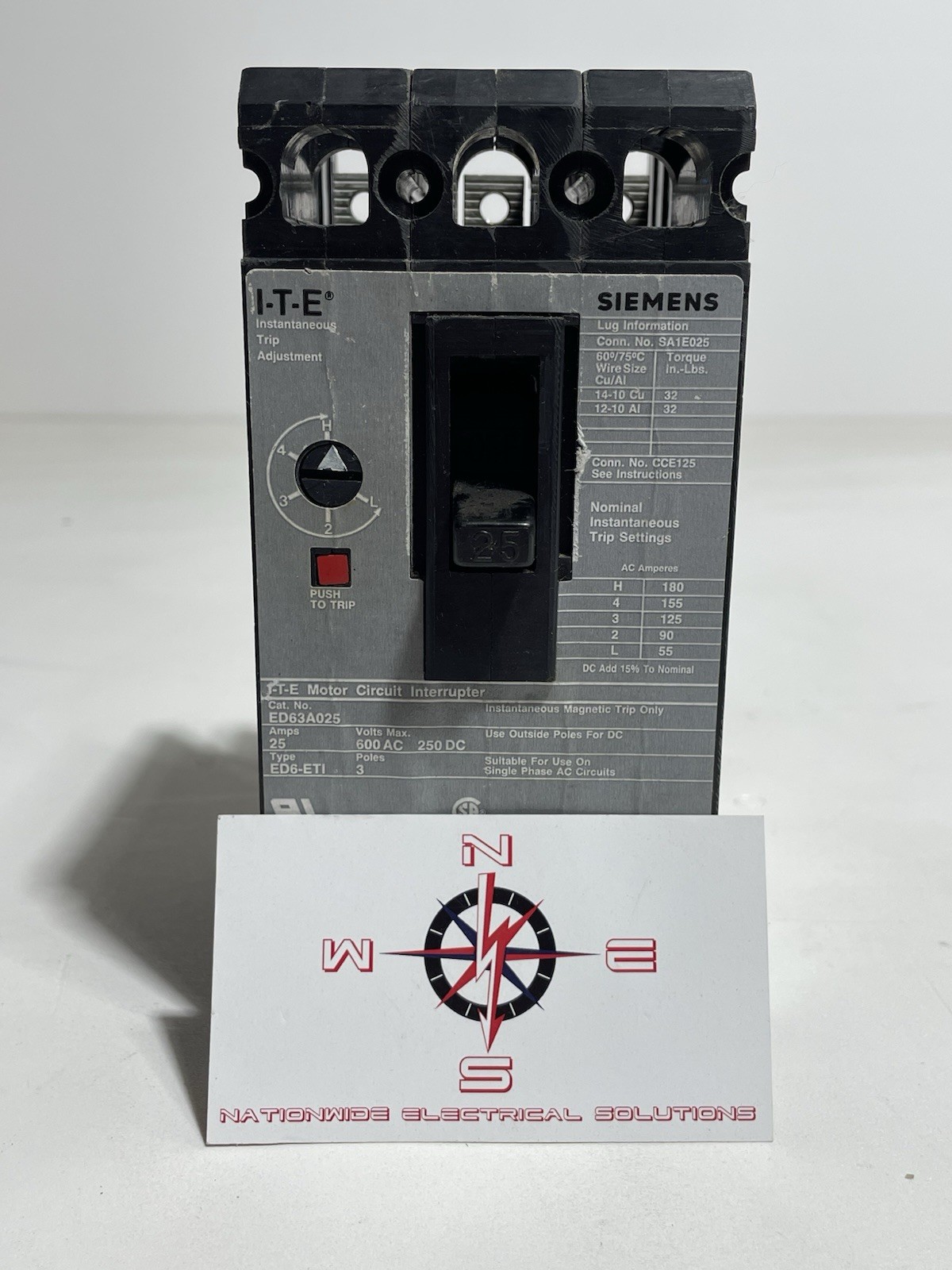 Siemens ITE ED63A025 25A 3P Circuit Breaker