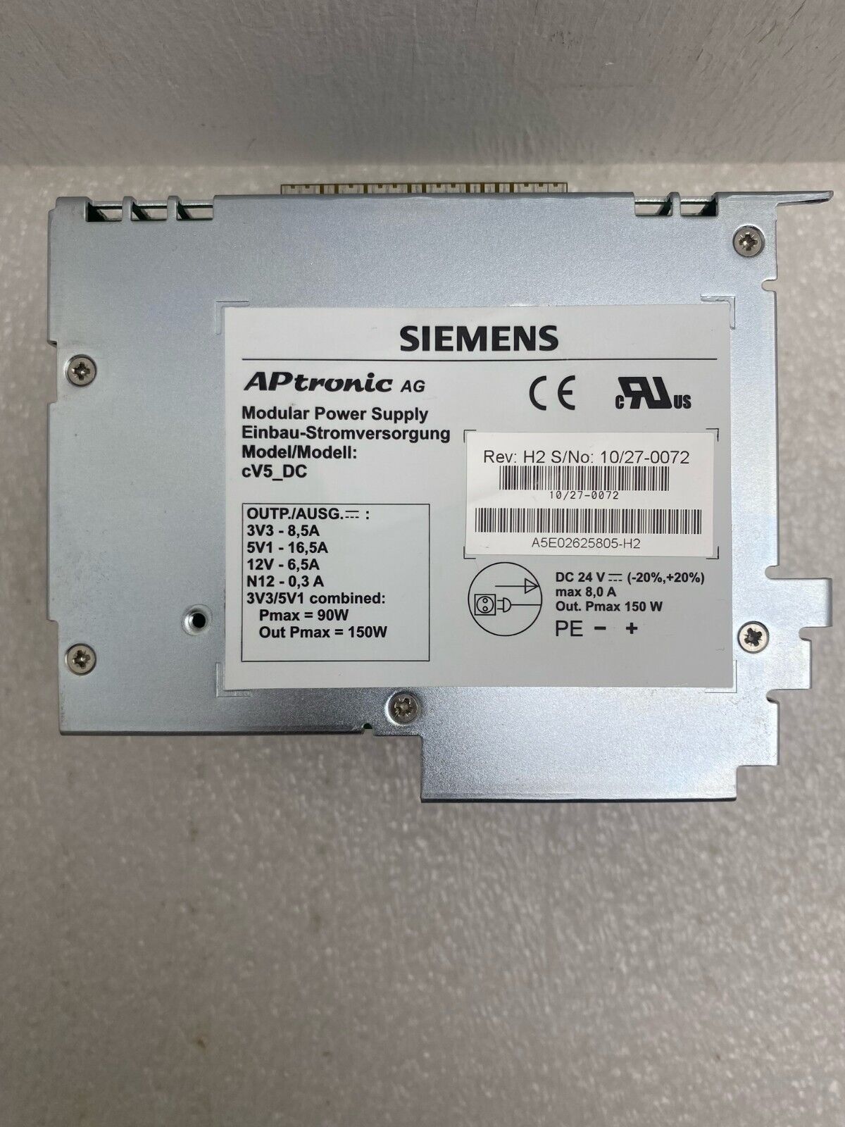 Siemens Simatic PC Power supply 24 V DC/150 W A5E02625805