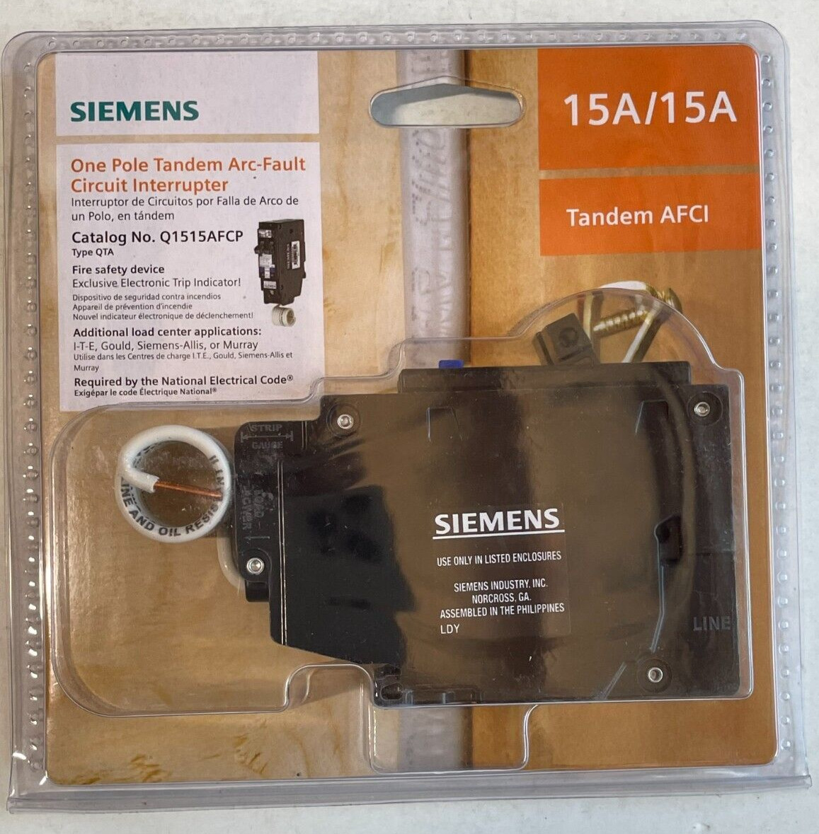 Brand New, Siemens Q1515AFCP 15A Type QTA Circuit Breaker