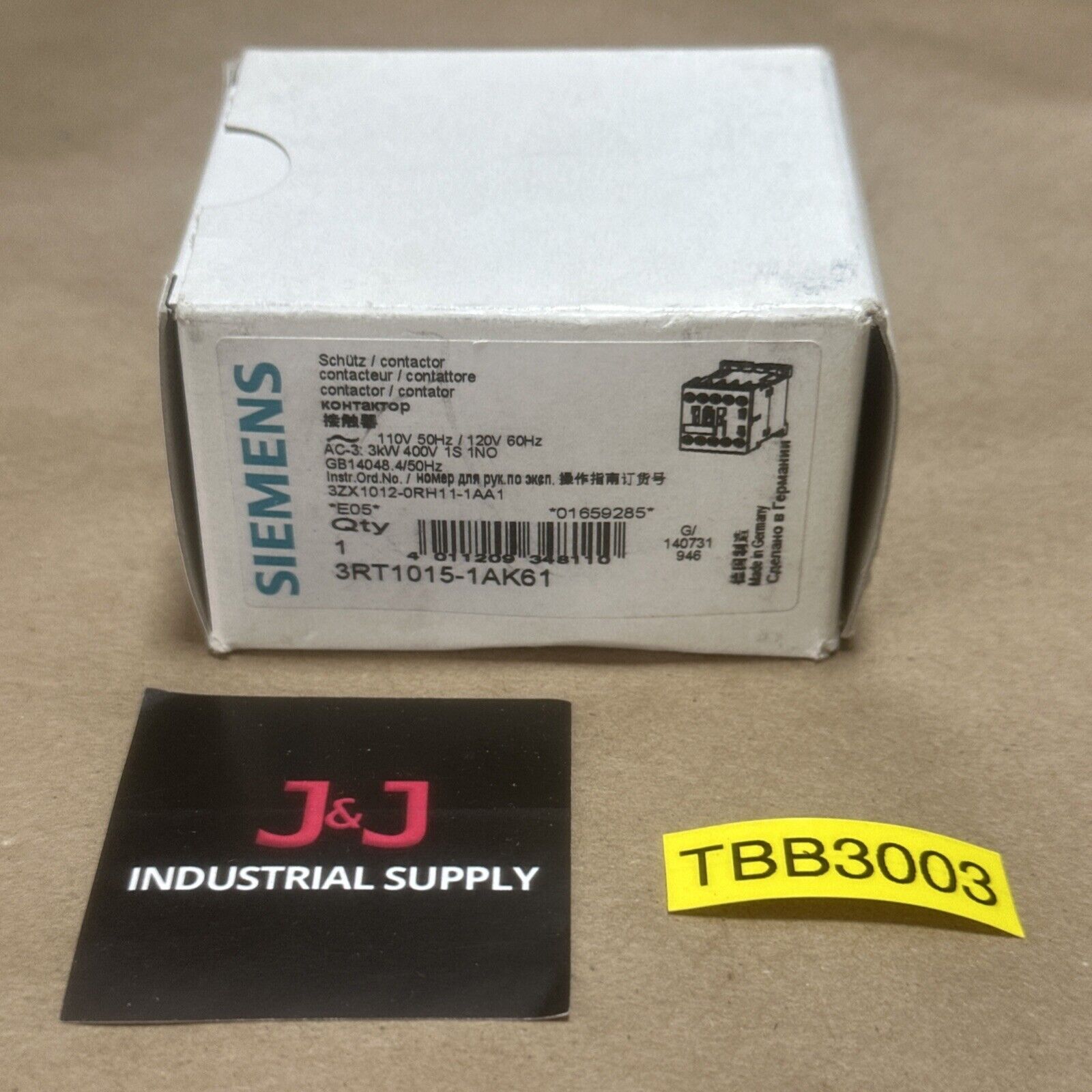 NEW IN BOX- Siemens 3RT1015-1AK61 Contactor 110/120V, 3kW 400V 1S 1NO + WARRANTY