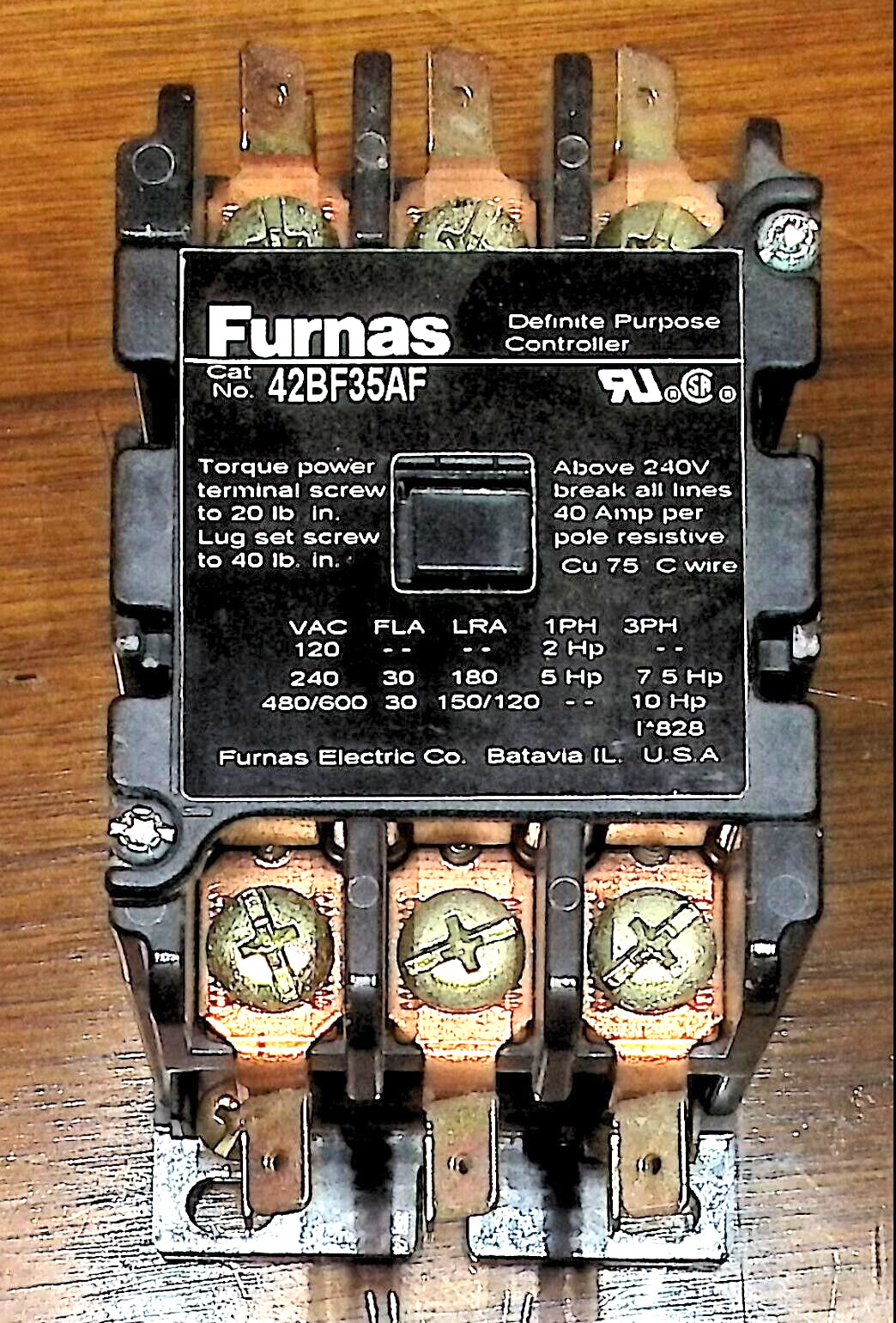 FURNAS/Siemens 42BF35AF definite purpose Controller Contactor 120V 3 Poles 30 A