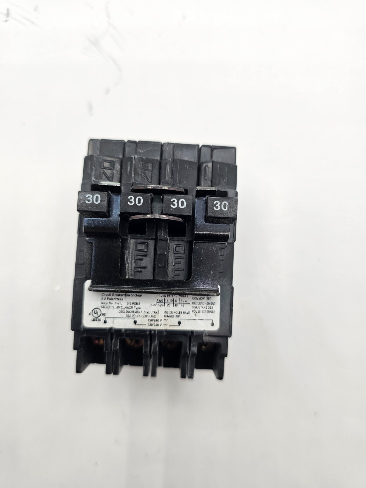Siemens 30 Amp 2 Pole 30 Amp 2 Pole 30 Amp Quad Circuit Breaker Q23030CT2