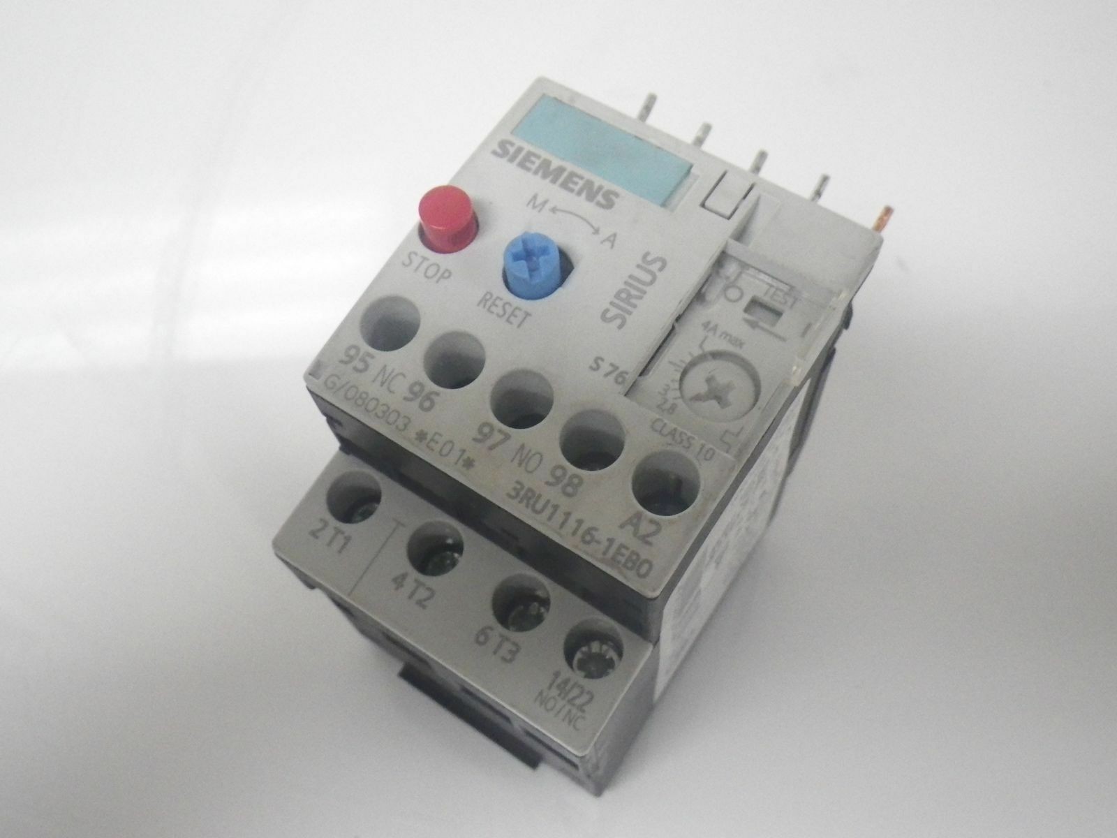 3RU1116-1EB0 3RU11161EB0 Siemens Overload Relay Adjustable (Used and Tested)