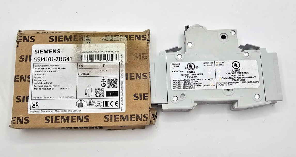 Siemens 5SJ4101-7HG41 Circuit Breaker 1A 400 V AC 60 V DC Lever DIN Rail