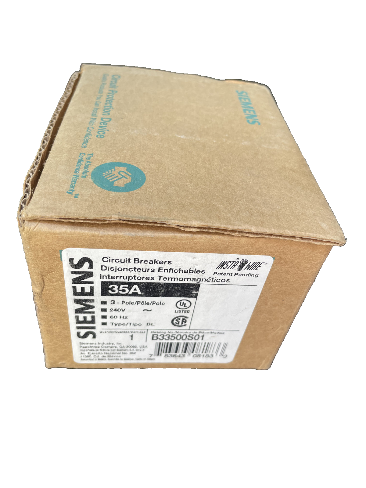 NEW Siemens B33500S01 3p 35a 120v Shunt BL Circuit Breaker NEW IN BOX
