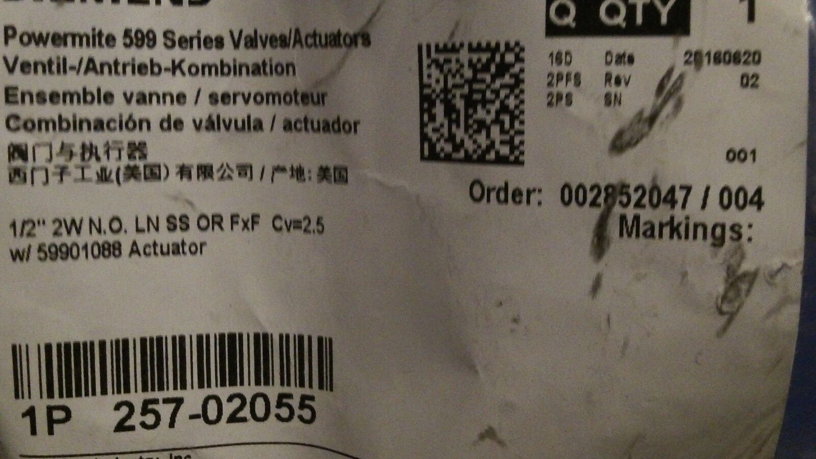 6    New Siemens Powers Powermite 257-02055 1/2" threaded Radiator Valve