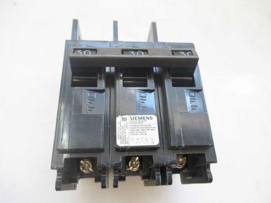 Siemens BQ3B030 Type BQ Circuit Breaker 3 Pole 30A