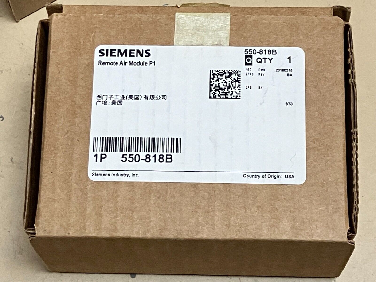 Siemens 550-818B Rev AA Offboard Pneumatic Remote Air Module OEM *Sealed New*
