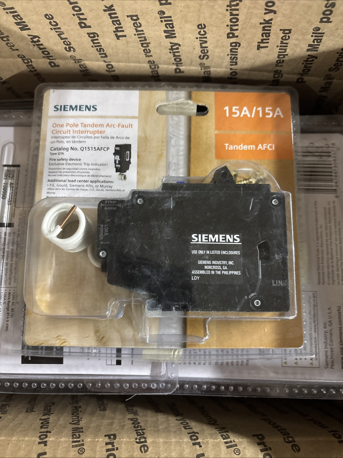 (9) Siemens 15 Amp 120V 1-Pole Tandem AFCI Type QTA Circuit Breaker Q1515AFCP