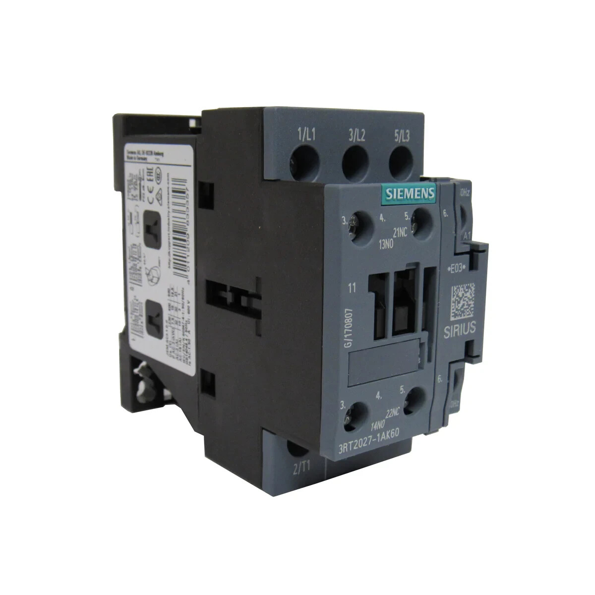 Siemens SIRIUS 3RT2038-1AK60 Contactor 60A 3-Pole 120VAC Din-Rail UL CSA CE