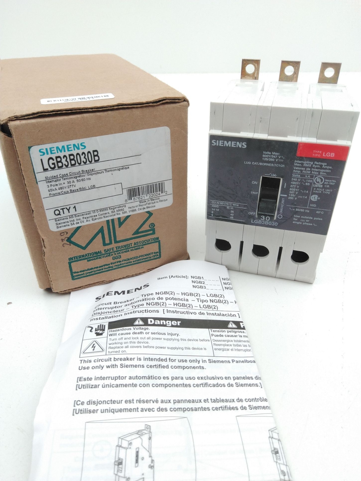 Siemens LGB3B030B Circuit Breaker 3 Pole 30Amp