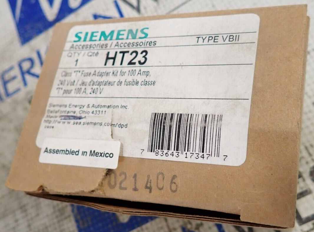 New (Open Box) Siemens Class "T" Fuse Adapter Kit for 100A, 240V HT23