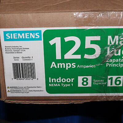 Siemens Indoor Main Lug Surface Mount Load Center 8-Space 16-Circuit 125 Amp