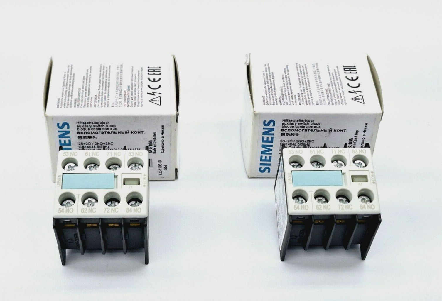 LOT OF 2 SIEMENS 3RH1911-1FA22 AUXILIARY SWITCH BLOCK 10A 690V