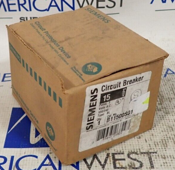 NEW - Siemens B11500S01 15 Amp 120/240 VAC 1 Pole Shunt Trip Circuit Breaker