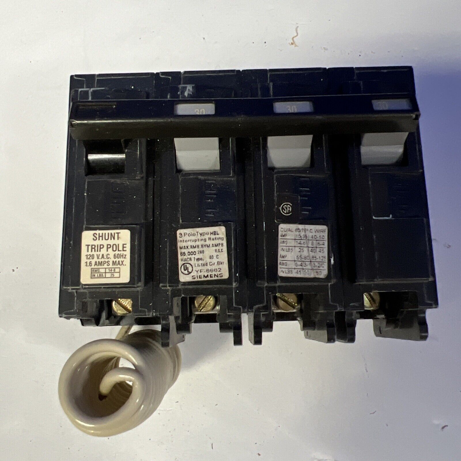 Siemens B330HH00S01 30 Amp, 3 Pole, 240 Volt Breaker