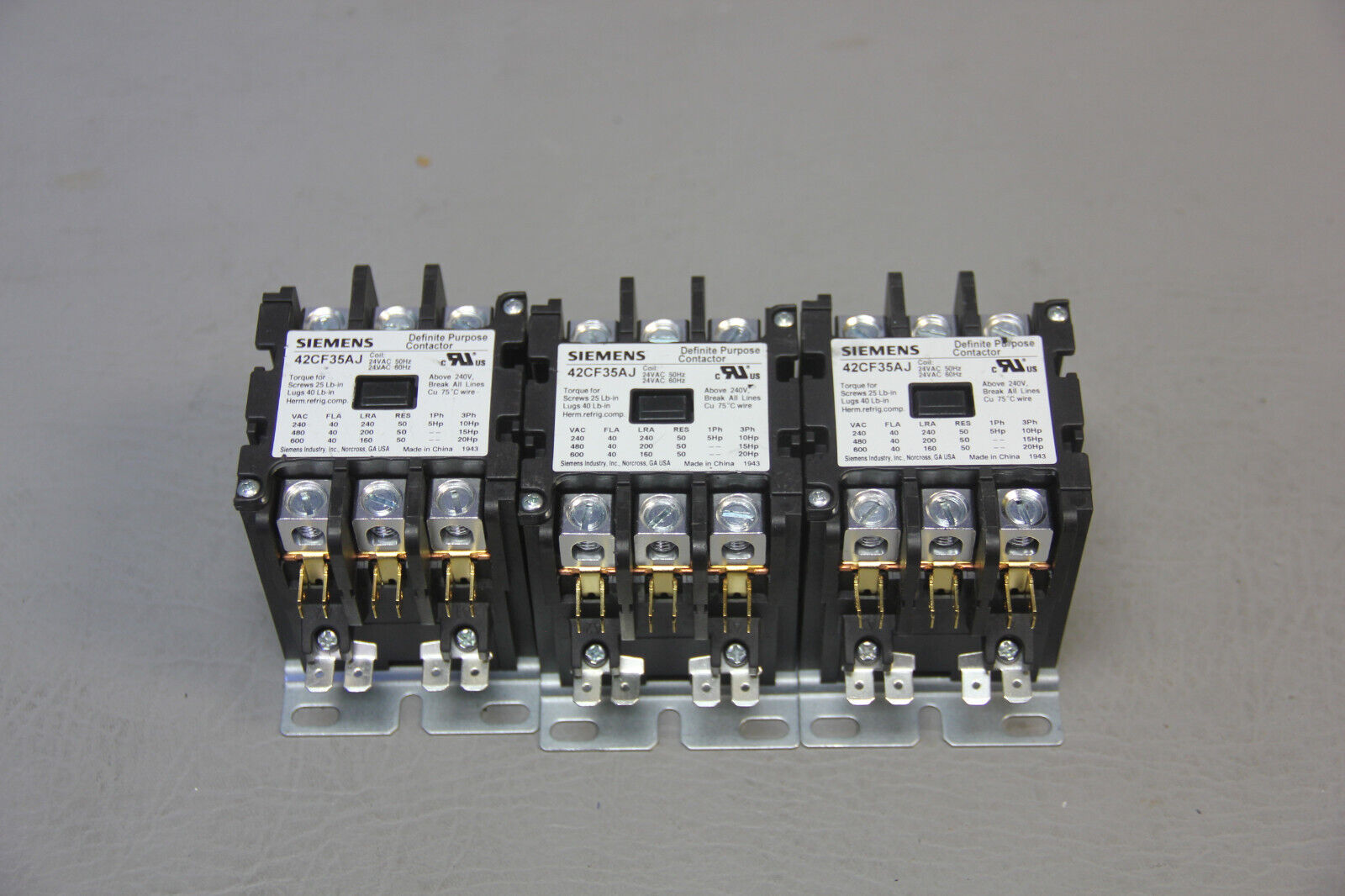 3 UNUSED SIEMENS DEFINITE PURPOSE CONTACTORS 42CF35AJ