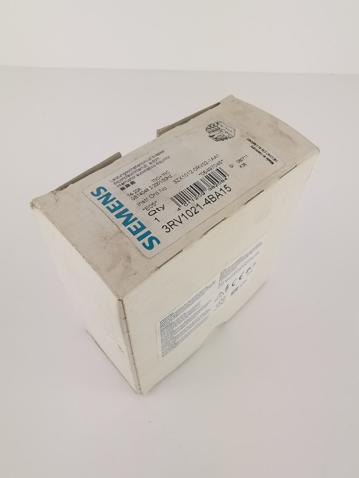 Siemens 3RV1021-4BA15 Circuit Breaker 14-20A 1NO+1NC