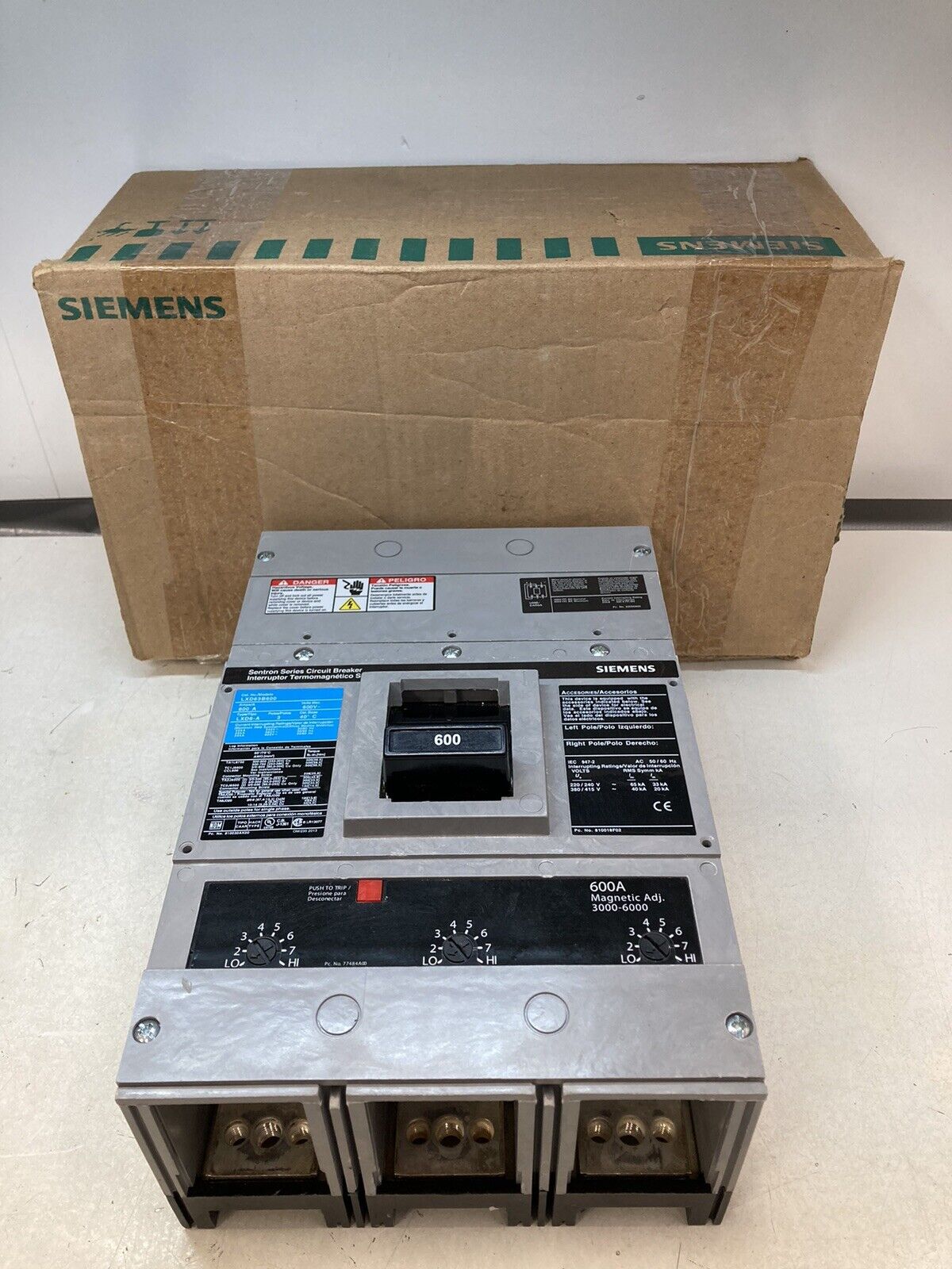 New (Other) Siemens LXD63B600 600 Amp 35kA@480v Sentron Circuit Breaker