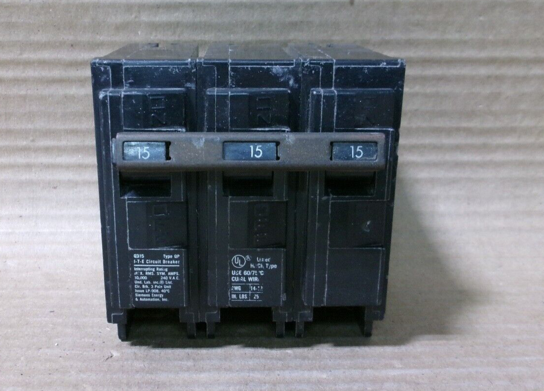 ITE Siemens QP Q315 3 Pole 15 Amp 240V Circuit Breaker FLAWED AK