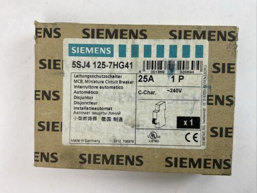 SIEMENS 5SJ4 125-7HG41 MINITURE CIRCUIT BREAKER 25AMP 240VAC 1POLE