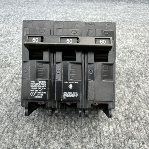Siemens B360 60A 240VAc 3 Pole Bolt On Circuit Breaker Used