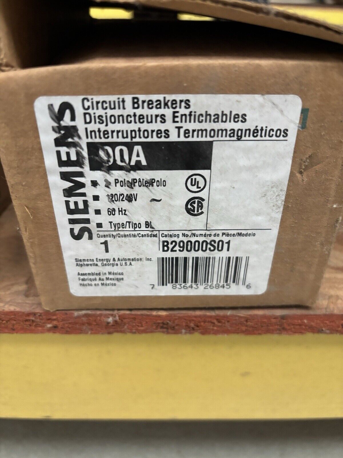 SIEMENS, B29000S01, 2P, 90A, 120V SHUNT, BOLT IN, NEW!