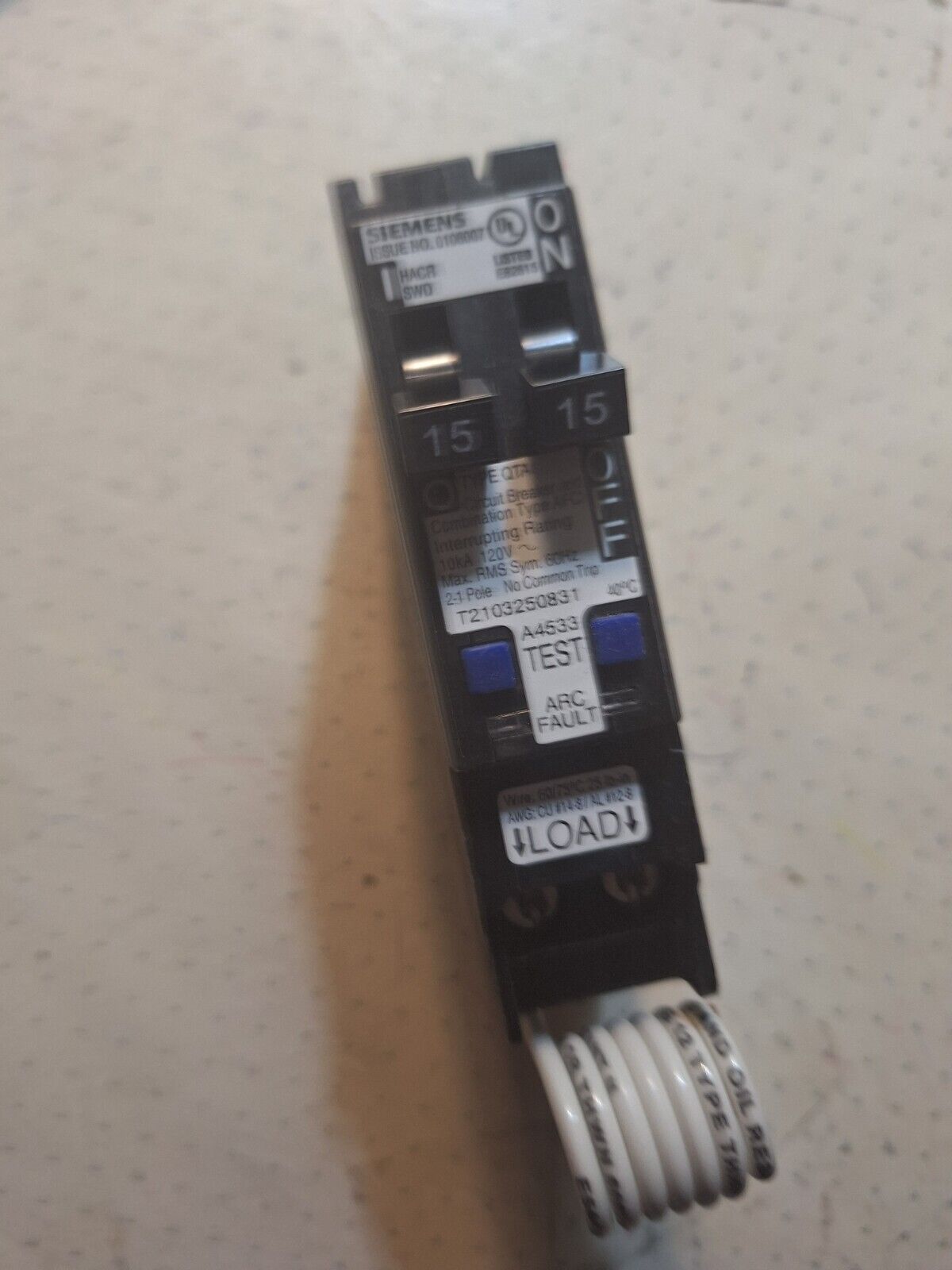 SIEMENS #Q1515AFC TANDEM, (2) 1p-15A,(AFCI) ARC FAULT CIR BREAKER/FREE SHIPPING