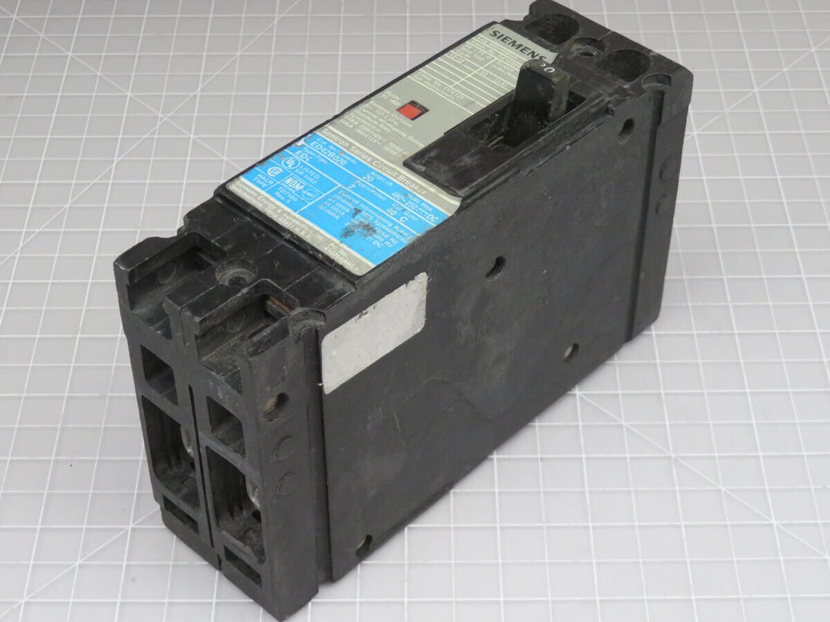SIEMENS ED42B020 TYPE ED4 SENTRON SERIES CIRCUIT BREAKER 20 AMP 480-250 VDC 2 PO