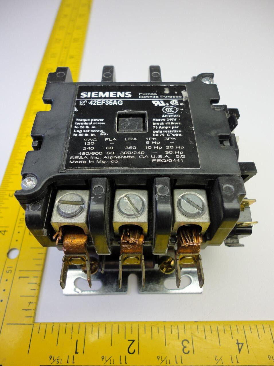 SIEMENS 42EF35AG CONTACTOR 20-240V/60HZ 190-220V/50Z T14677