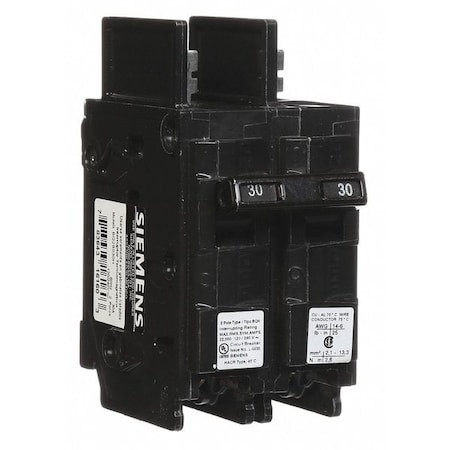 SIEMENS BQ2B030H Miniature Circuit Breaker, BQH Series, 30A, 2 Pole, 120/240V
