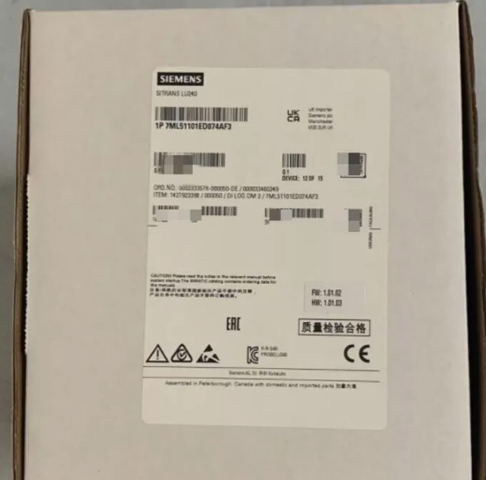New SIEMENS 7ML5110-1ED07-4AF3 Ultrasonic Level Meter