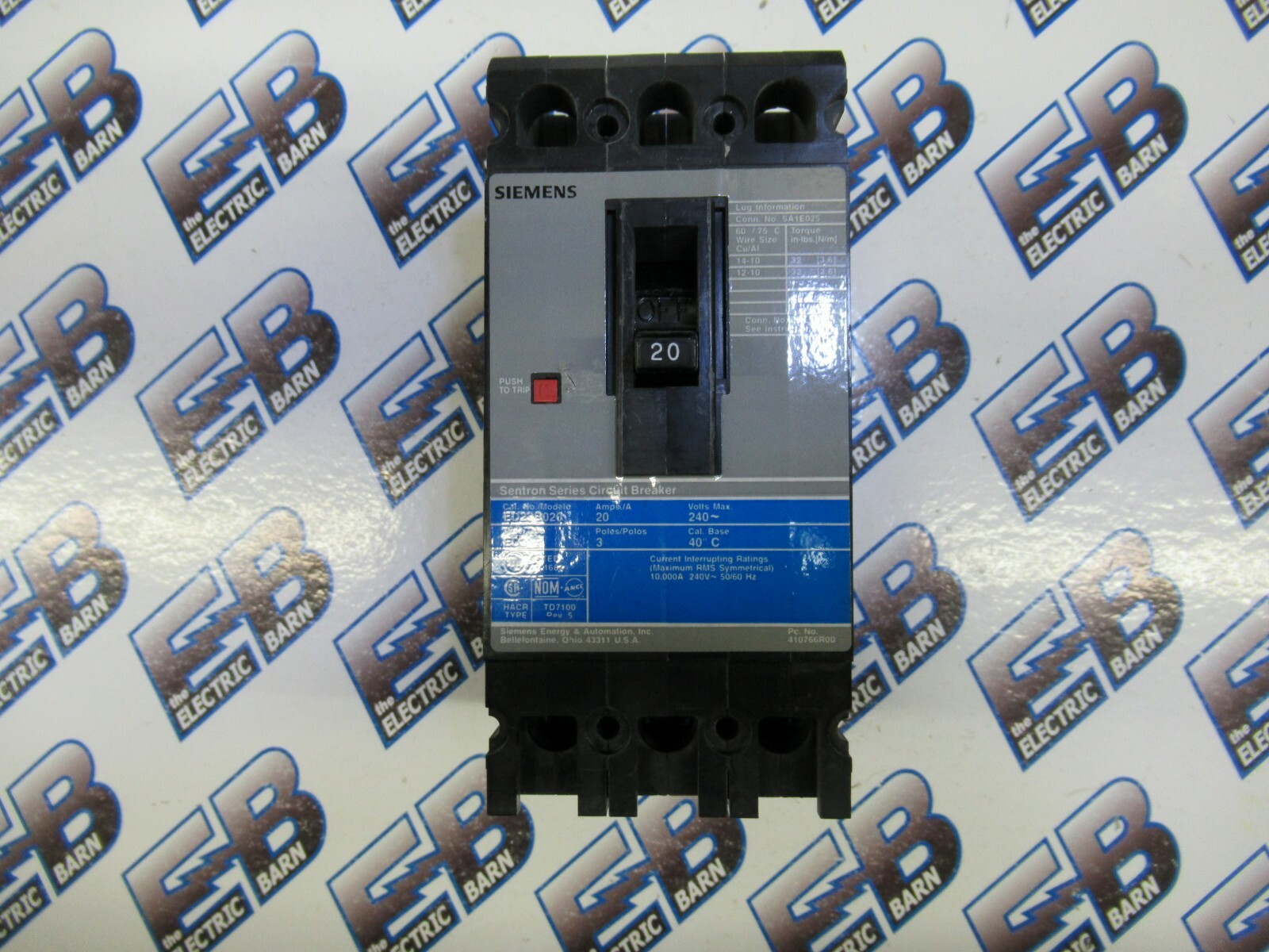 Siemens ED23B020  Circuit Breaker 20 Amp 240 Volt 3 Pole Bolt On -WARRANTY