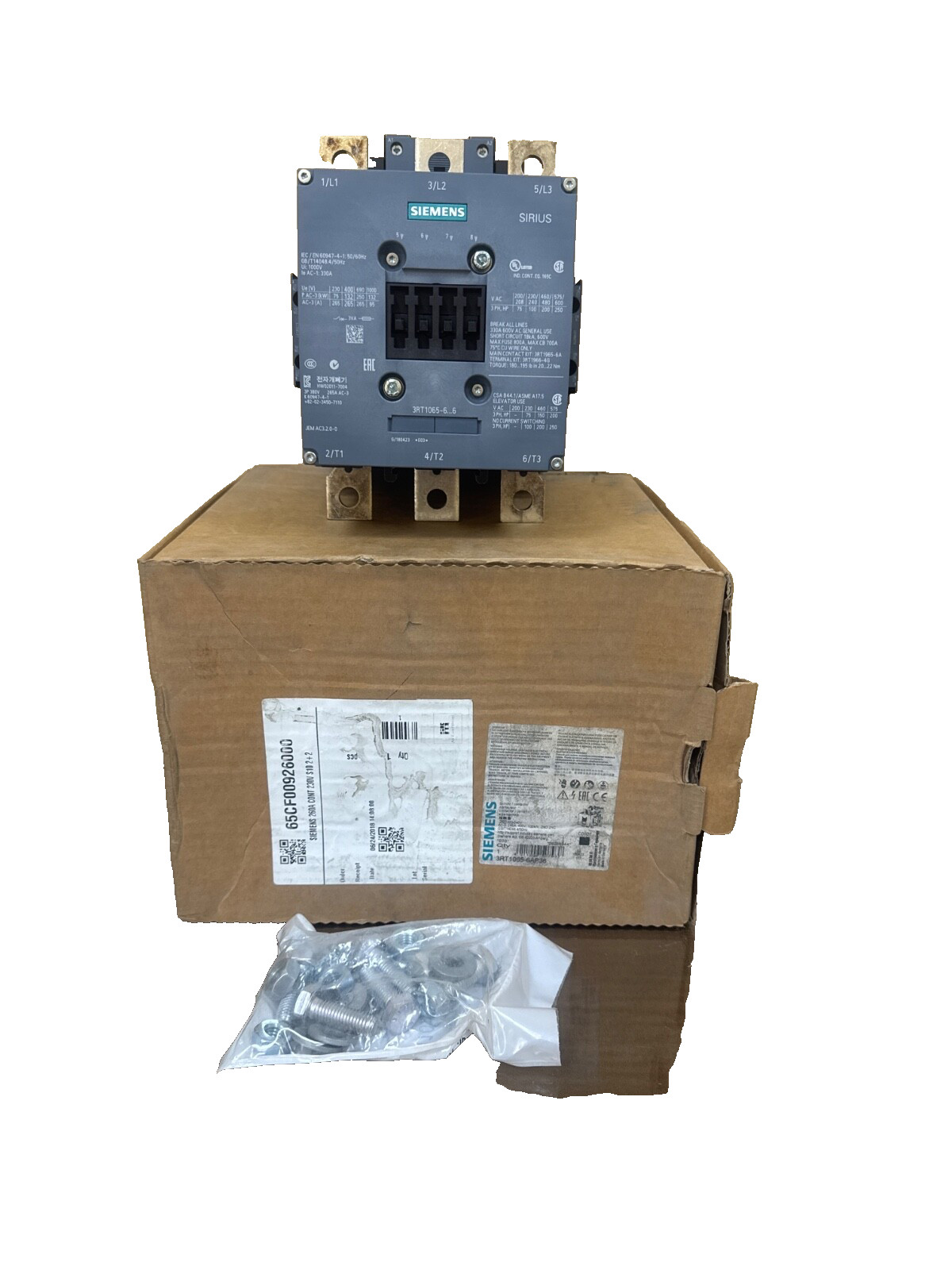 SIEMENS 3RT1065-6AP36 SIRIUS 3-POLE POWER CONTACTOR