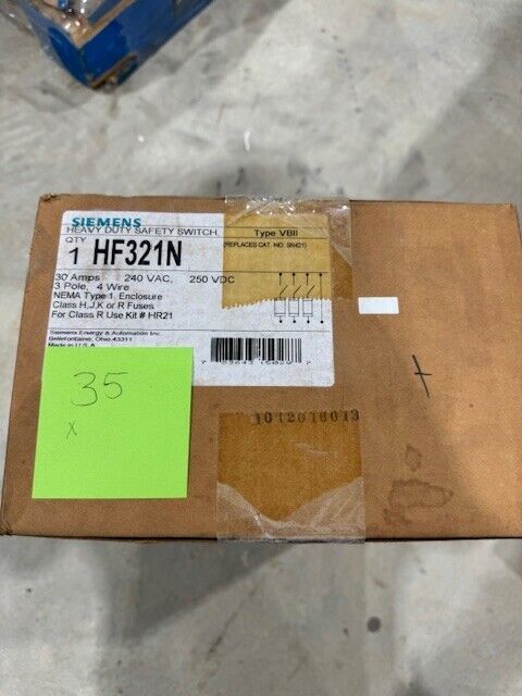 New Siemens HF321N 30A 240V Heavy Duty Safety Switch