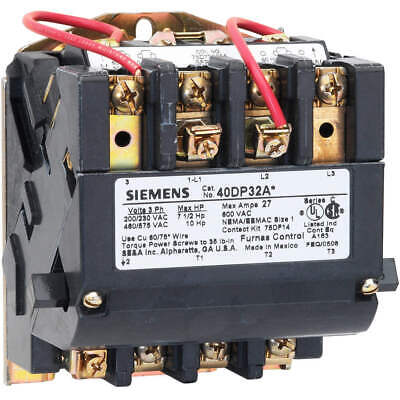 40DP32AA Siemens Class 40 Contactor 3 pole 3 phase 600V 27A