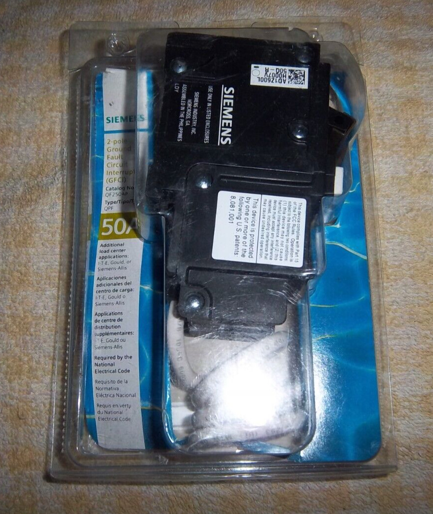 Siemens QF250AP 50 Amp 2 Pole 120/240 Volt QPF GFCI Breaker