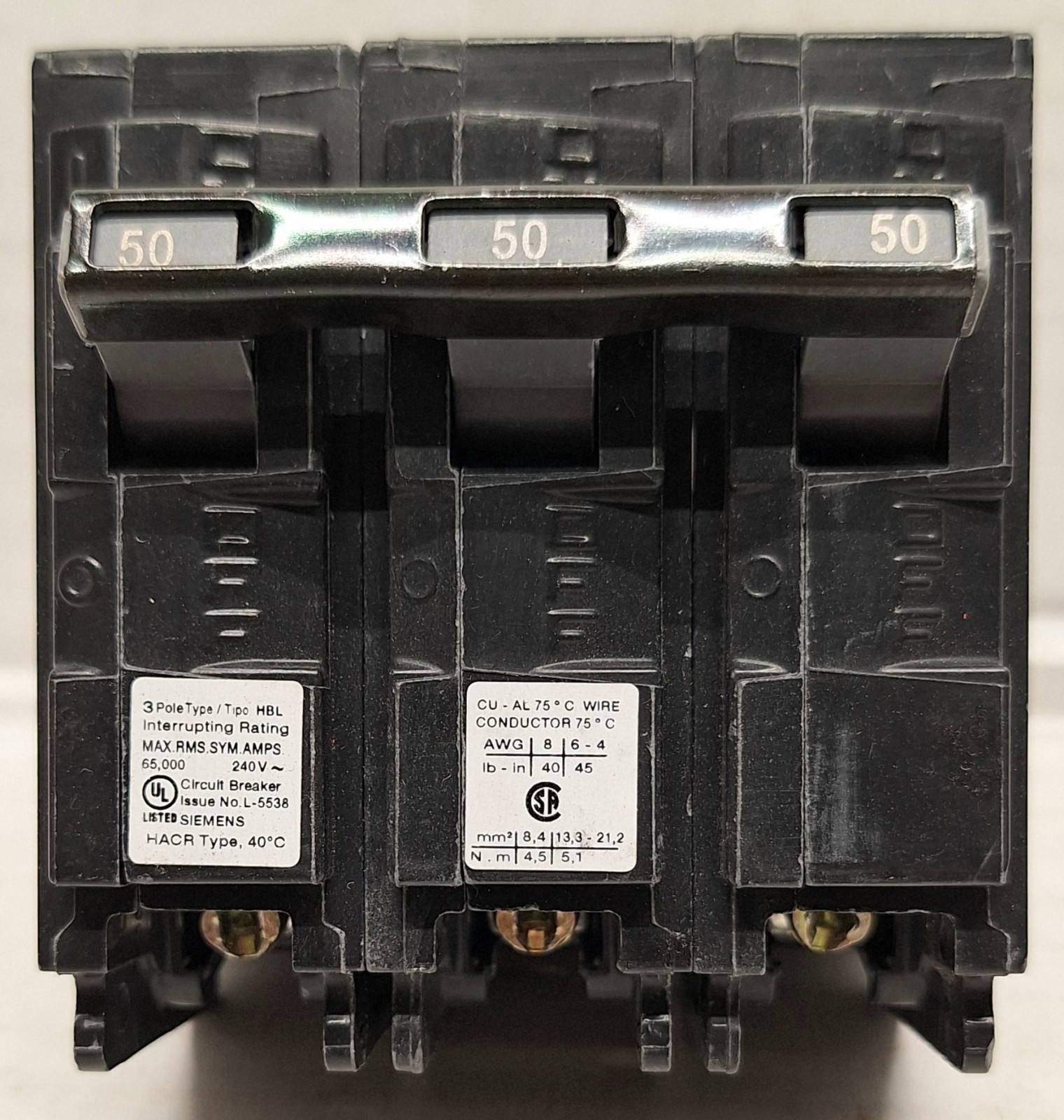 SIEMENS B350HH 20A 3 Pole , 120/240V, 65kA@240V New  Circuit Breaker