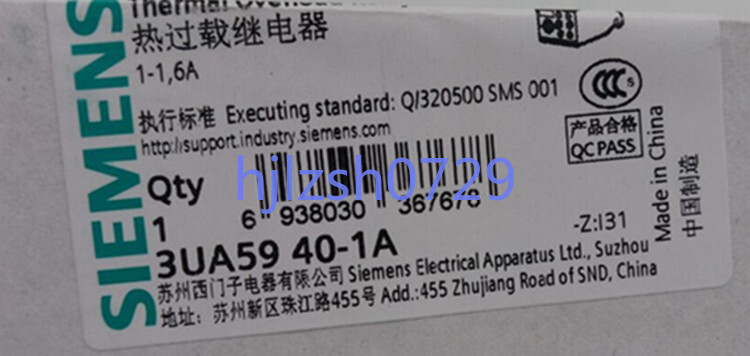 1PCS New Siemens Thermal Overload Relay 3UA5940-1A 1-1.6A