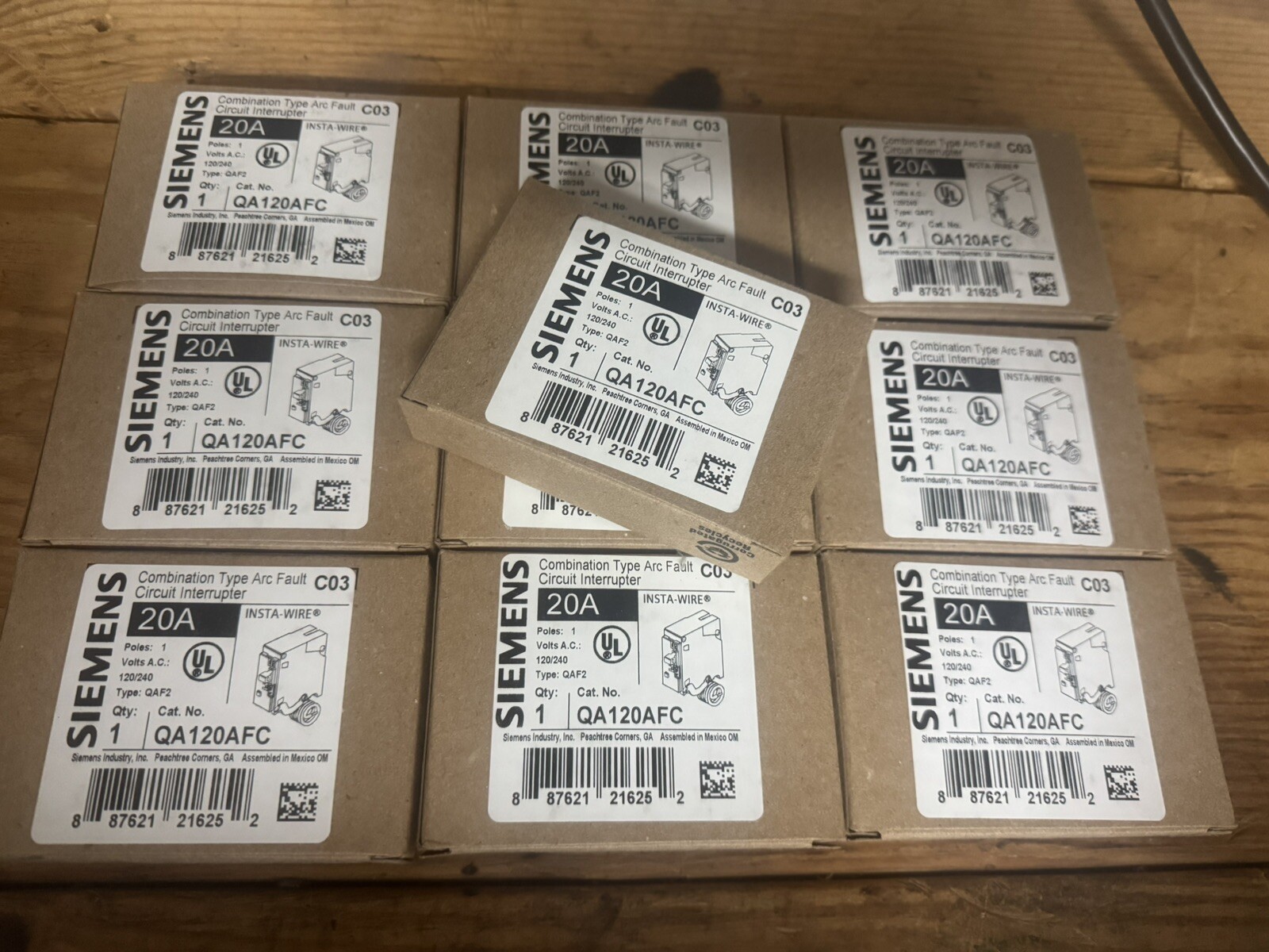 LOT OF 10 SIEMENS QA120AFC  20A AFCI BREAKERS (with pigtail wire) NEW FREE SHIP