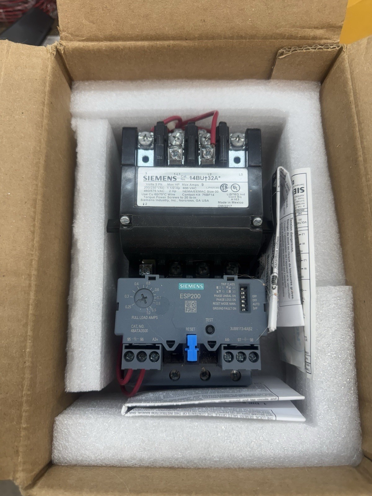 Siemens 14Bua32aa Nonreversing Nema Magnetic Motor Starter, No Enclosure Nema