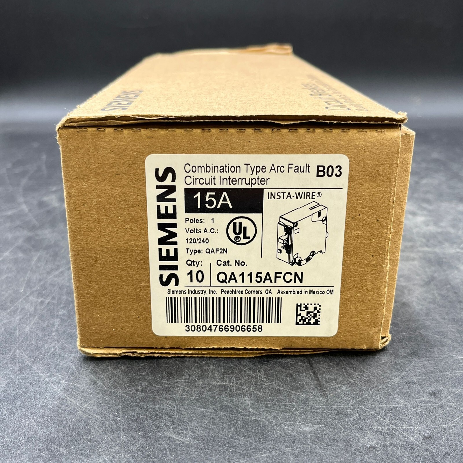 (10) Siemens QA115AFCN “ 15 “ Amp AFCI PLUG ON NEUTRAL 1 Pole Arc Fault Breakers