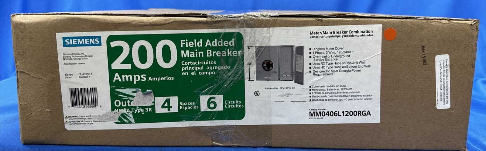 SIEMENS - 200-Amp 4-Space 6-Circuit Outdoor Meter Main
