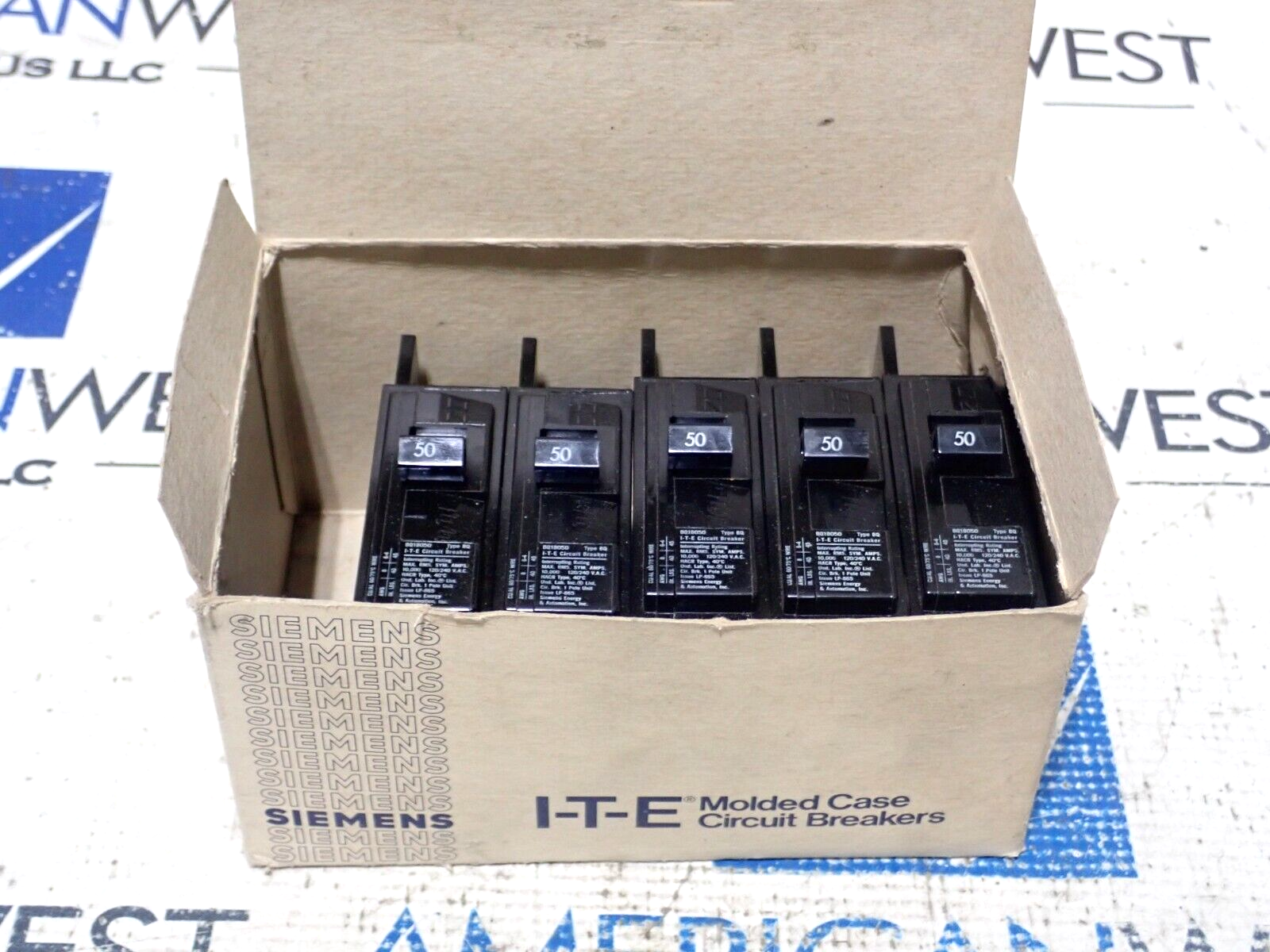 New ITE Siemens BQ1-B050 Single Pole 50 Amp 120/240Volt Circuit Breaker Box Of 5